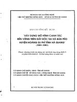 Xây Dựng Mô Hình Canh Tác Bền Vững Trên Đất Dốc Tại Xã Ban Péo, Huyện Hoàng Su Phì, Tỉnh Hà Giang