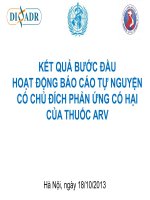 KẾT QUẢ BƯỚC ĐẦUHOẠT ĐỘNG BÁO CÁO TỰ NGUYỆN CÓ CHỦ ĐÍCH PHẢN ỨNG CÓ HẠI CỦA THUỐC ARV