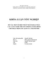 MỘT số BIỆN PHÁP NHẰM KHAI THÁC các LÀNG NGHỀ TRUYỀN THỐNG ở THÁI BÌNH CHO HOẠT ĐỘNG DU LỊCH của THÀNH PHỐ