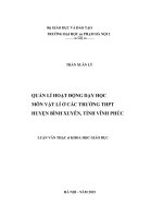 Quản lí hoạt động dạy học môn vật lí ở các trường THPT huyện bình xuyên, tỉnh vĩnh phúc 