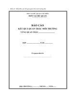 KẾT QUẢ QUAN TRẮC MÔI TRƯỜNG VÙNG QUAN TRẮC