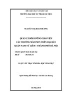 Quản lý bồi dưỡng giáo viên các trường mầm non trên địa bàn quận nam từ liêm   thành phố hà nội 