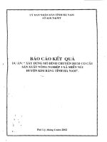 Xây Dựng Mô Hình Chuyển Dịch Cơ Cấu Sản Xuất Nông Nghiệp 3 Xã Miền Núi Huyện Kim Bảng, Tỉnh Hà Nam