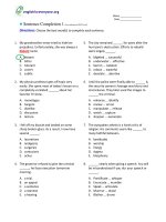 Low advanced sentence completion ( Dạng bài điền từ vào câu có đáp án chi tiết  Luyện thi thpt quốc gia môn tiếng anh )