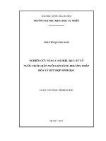 Nghiên cứu nâng cao hiệu quả xử lý nước thải chăn nuôi lợn bằng phương pháp hóa lý kết hợp sinh học 