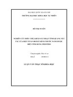 Nghiên cứu điều chế, khảo sát hoạt tính quang xúc tác của bột titan đioxit kích thước nano được biến tính bằng photpho