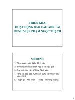 TRIỂN KHAI HƯỚNG DẪN BÁO CÁO ADR TẠI BỆNH VIỆN PHẠM NGỌC THẠCH