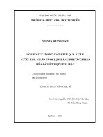 Nghiên cứu nâng cao hiệu quả xử lý nước thải chăn nuôi lợn bằng phương pháp hóa lý kết hợp sinh học (tóm tắt)