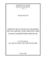 Nghiên cứu dịch vụ chuyển giao tiến bộ khoa học công nghệ phục vụ phát triển nông nghiệp tại trung tâm khuyến nông tỉnh hưng yên 