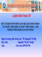 MỘT số BIỆN PHÁP NÂNG CAO HIỆU QUẢ KINH DOANH tại TRUNG tâm GIỐNG và PHÁT TRIỂN NÔNG   lâm NGHIỆP CÔNG NGHỆ CAO hải PHÒNG 