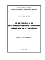 Đổi mới chính sách xã hội đối với đội ngũ giảng viên trong các nhà trường quân đội nhân dân việt nam hiện nay 