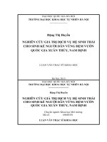 Nghiên cứu giá trị dịch vụ hệ sinh thái cho sinh kế người dân vùng đệm vườn quốc gia xuân thủy, nam định 