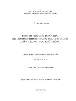 MỘT SỐ PHƯƠNG PHÁP GIẢI HỆ PHƯƠNG TRÌNH TRONG CHƯƠNG TRÌNHTOÁN TRUNG HỌC PHỔ THÔNG