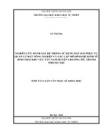 NGHIÊN CỨU ĐÁNH GIÁ HỆ THỐNG SỬ DỤNG ĐẤT ĐAI PHỤC VỤ QUẢN LÝ ĐẤT NÔNG NGHIỆP VÀ XÁC LẬP MÔ HÌNH HỆ KINH TẾ SINH THÁI KHU VỰC TÂY NAM HUYỆN CHƯƠNG MỸ, THÀNH PHỐ HÀ NỘI
