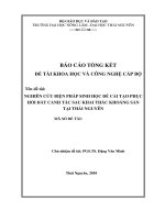 Nghiên Cứu Biện Pháp Sinh Học Để Cải Tạo Phục Hổi Đất Canh Tác Sau Khai Thác Khoáng Sản Tại Thái Nguyên