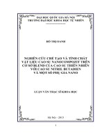 Nghiên cứu chế tạo và tính chất vật liệu cao su nano compozit trên cơ sở blend của cao su thiên nhiên với cao su nitril butadien và một số phụ gia nano 