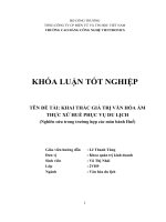 KHAI THÁC GIÁ TRỊ văn hóa ẩm THỰC xứ HUẾ PHỤC vụ DU LỊCH (nghiên cứu trong trường hợp các món bánh huế)