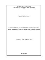Đánh giá phân hạng đất nhằm đề xuất sử dụng đất nông nghiệp bền vững huyện hải hậu, tỉnh nam định 
