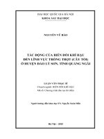 Tác động của biến đổi khí hậu đến lĩnh vực trồng trọt (cây tỏi) ở huyện đảo lý sơn, tỉnh quảng ngãi 