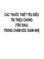 CÁC THUỐC THIẾT YẾU ĐIỀU TRỊ TRIỆU CHỨNG (TRỪ ĐAU) TRONG CHĂM SÓC GIẢM NHẸ