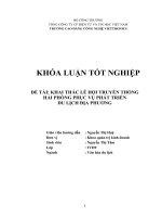 KHAI THÁC lễ hội TRUYỀN THỐNG hải PHÒNG PHỤC vụ PHÁT TRIỂN DU LỊCH địa PHƯƠNG