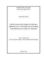 Chuyển giao công nghệ cải tiến quy trình quản lý vận hành sản xuất hình ảnh nội dung của công ty vinecom 
