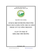 Áp dụng một số phương pháp tính toán chất lượng nước cho các sông thuộc lưu vực sông Nhuệ đáy