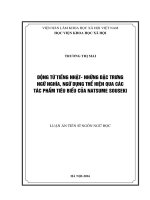 Động từ tiếng Nhật  Những đặc trưng ngữ nghĩa, ngữ dụng thể hiện qua các tác phẩm tiêu biểu của Natsume Souseki
