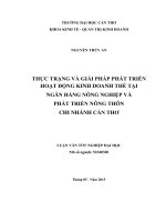 thực trạng và giải pháp phát triển hoạt động kinh doanh thẻ tại ngân hàng nông nghiệp và phát triển nông thôn chi nhánh cần thơ 