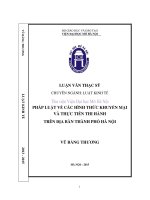 Pháp luật về các hình thức khuyến mại và thực tiễn thi hành trên địa bàn thành phố hà nội 