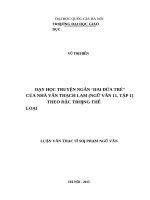 Dạy học truyện ngắn hai đứa trẻ của nhà văn thạch lam theo đặc trưng thể loại 