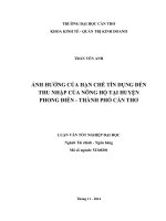 ảnh hưởng của hạn chế tín dụng đến thu nhập của nông hộ tại huyện phong điền   thành phố cần thơ 