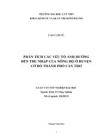 Phân tích các yếu tố ảnh hưởng đến thu nhập của nông hộ ở huyện cờ đỏ thành phố cần thơ 