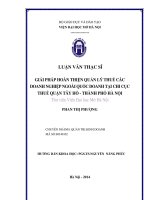 Giải pháp hoàn thiện quản lý thuế các doanh nghiệp ngoài quốc doanh tại chi cục thuế quận tây hồ   thành phố hà nội 