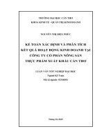 kế toán xác định và phân tích kết quả hoạt động kinh doanh tại công ty cổ phần nông sản thực phẩm xuất khẩu cần thơ 