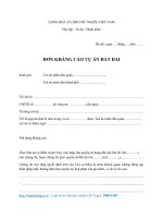 Mẫu đơn kháng cáo đất đai