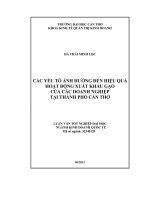 các yếu tố ảnh hưởng đến hiệu quả hoạt động xuất khẩu gạo của các doanh nghiệp tại thành phố cần thơ 