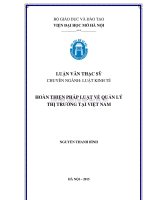 Hoàn thiện pháp luật về quản lý thị trường tại việt nam 