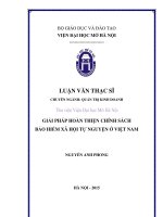 Giải pháp hoàn thiện chính sách bảo hiểm xã hội tự nguyện ở việt nam 