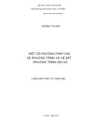 MỘT số PHƯƠNG PHÁP GIẢI hệ PHƯƠNG TRÌNH và hệ bất PHƯƠNG TRÌNH đại số 