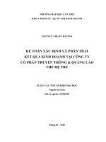 kế toán xác định và phân tích kết quả kinh doanh tại công ty cổ phần truyền thông  quảng cáo thế hệ trẻ 