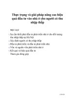 Thực trạng và giải pháp nâng cao hiệu quả đầu tư vào nhà ở cho người có thu nhập thấp