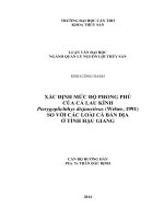 xác định mức độ phong phú của cá lau kính pterygoplichthys disjunctivus (weber, 1991) so với các loài cá bản địa ở tỉnh hậu giang 