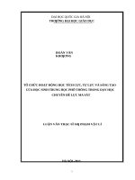 Tổ chức hoạt động học tích cực, tự lực và sáng tạo của học sinh trung học phổ thông trong dạy học chuyên đề lực ma sát 