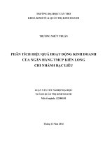 phân tích hiệu quả hoạt động kinh doanh của ngân hàng tmcp kiên long chi nhánh bạc liêu 