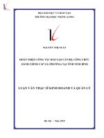 Hoàn thiện công tác đào tạo cán bộ, công chức hành chính cấp xã (phường) tại tỉnh ninh bình 