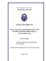 Nâng cao chất lượng đội ngũ giáo viên trường cao đẳng nghề kỹ thuật công nghệ hà nội 