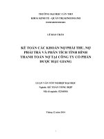 kế toán các khoản nợ phải thu, nợ phải trả và phân tích tình hình thanh toán nợ tại công ty cổ phần dược hậu giang 