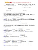 Đề thi thử THPT Quốc gia môn Tiếng Anh năm 2016 trường THPT Đặng Thúc Hứa, Nghệ An (Lần 1)