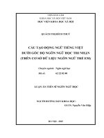 Đề tài Cấu tạo động ngữ tiếng việt dưới góc độ ngôn ngữ học tri nhận (trên cơ sở dữ liệu ngôn ngữ trẻ em)